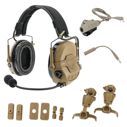 HHEARFALCOM TAC700 Tactical Headset Hearing Protection Electronic Shooting Hunting Headset with U94 V2 PTT Adapter for uv5r Walkie Talkies (CB)
