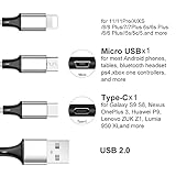 Multi Charging Cable, 10ft 2Pack Multi Phone Charger Cable Braided Universal 3 in 1 Charging Cord Extra Long Multiple USB Cable with USB C, Micro USB Port Connectors for Cell Phones and More