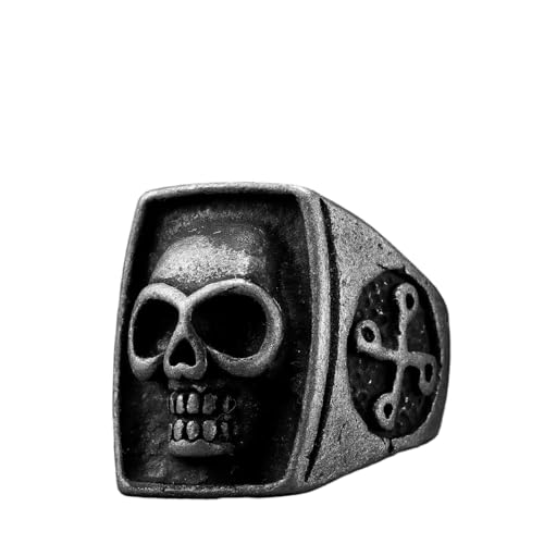 ANHHOME New 2025 Phantom Skull Men Rings Stainless Steel Women Jewelry Punk Rock Vintage Black Gothic Simple Fashion Accessories Gifts Fashion Accessories Creative Gift, As Pic, ANHHOME-T07-XN7447