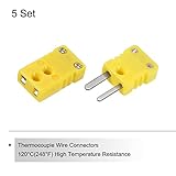 MECCANIXITY Mini K Type Thermocouple Wire Connectors Male Female Plug Adapter High Temperature 120°C(248°F) for Thermocouple Sensor Probe Yellow 5 Set