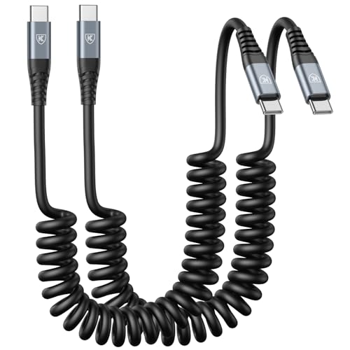 USB C to C Cable 3ft 2Pack Coiled USB C Charger Cable for Car Type C Fast Charging Cable for iPhone 16/15/Plus/Pro/Pro Max/Samsung Galaxy S23
