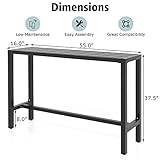 COSTWAY Outdoor Bar Table 55-inch Wide, Narrow Counter Height Dining Table with Waterproof Top and Heavy-Duty Metal Frame, Rectangular Pub Table for Garden Patio Backyard Poolside, Black