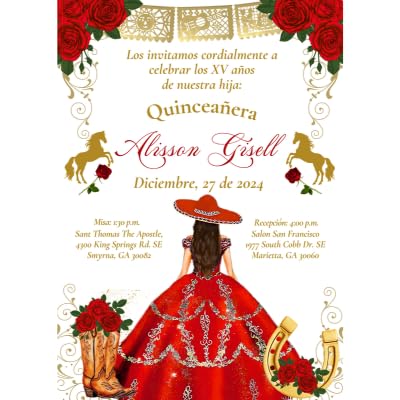 Invitaciones de Quinceañera Personalizadas, 20 Invitaciones con sobre, XV Años, Mis Quince, Tarjetas para 15 años