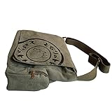 Men's Korean Canvas Bag Men's Shoulder Bag Men's Large Capacity Computer Casual Bag (Military green,One Size)