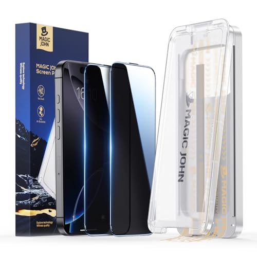 MAGIC JOHN 3rd Gen Upgraded for iPhone 16ProMax Privacy Screen Protector 6.9 Inch,25°Anti-Spy Screen,Shockproof Tempered Glass,Auto Dust-Removal,Bubble Free,Easy Installation,2 Pack