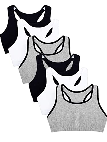 Fruit of the Loom Women's Built Up Tank Style Sports Bra Value Pack, Heather Grey W. Black/White/Black/Heather Grey W. Black/White/Black, 36