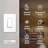 Kasa Apple HomeKit Smart Light Switch KS200P3, Single Pole, Neutral Wire Required, 2.4GHz Wi-Fi Light Switch Works with Siri, Alexa and Google Home, UL Certified, No Hub Required, White, 3-Pack