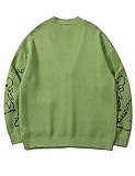 Flygo Mens Dinosaur Sweater Harajuku Cartoon Oversized Button Down Knit Sweater Cardigan(Green-XL)