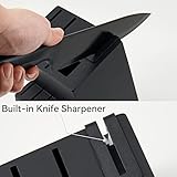 Knife Set, HUNTER.DUAL 15 Pcs Kitchen Knife Set with Block Self Sharpening, Dishwasher Safe, Anti-slip Handle, Black