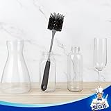 MR.SIGA Long Handle Bottle Brush, Flexible Scrub Brush for Water Bottles, Glasswares, Mugs, Black, 2 Pack