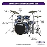 Yamaha Stage Custom Birch 5pc Shell Pack with a 22" Kick 14” Snare Drum in Deep Blue Sunburst for Students and Working Drummers (SBP2F50DUS)