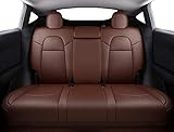 INCH EMPIRE Custom Fit for Tesla Model Y 7 Seater Version The First and Second Row Car Seat Cover Original Synthetic Napa Leather Protector for 2020 2021 2022 2023 2024 (7 Seat 2 Rows Napa Brown)