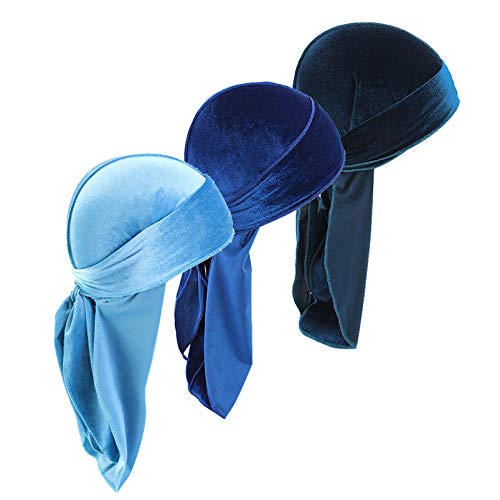 Upsmile Durags Doo Rag Dew Rags for Men 360 Waves 5Pack Velvet Durags Headwear Skull Hat Headwraps for Men Women