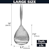 KAYCROWN Skimmer Slotted Spoon, 304 Stainless Steel Skimmer Ladle Skimmer Spoon Spider Strainer for Cooking and Frying, Pasta Strainer Spoon Frying Spoon Kitchen Cooking Colander Spoon 15x5.7