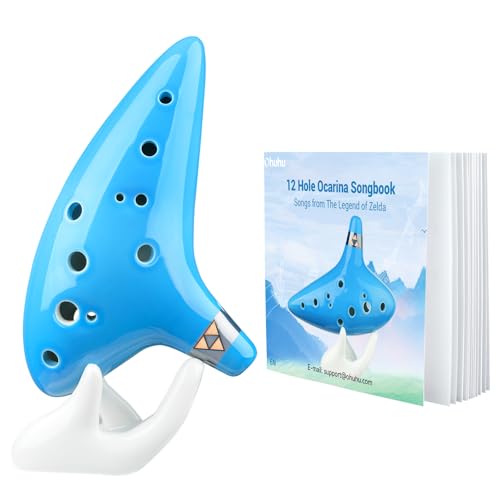 Ohuhu Zelda Ocarina with Song Book - 12 Hole Alto C Zelda Ocarina Play by Link Triforce Gift (Light Blue)