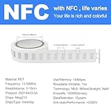 LeadSeals 50 PCS NFC Tags Sticker with NTAG213 Chip Blank NFC Stickers Adhesive Labels RFID Tags Rewritable 137 Bytes Memory Compatible with All NFC-Enabled Smartphones and Devices