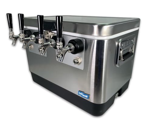 Coldbreak, 4-Tap, Jockey Box, Portable Bar, Professional Grade, 50' Stainless Coils, Front Input, Stainless Steel