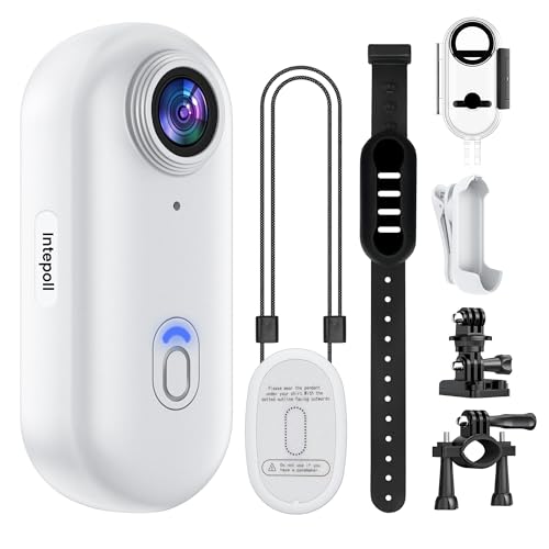 4K Mini WIFI Action Camera 128GB Thumb POV Portable Body Cam Wearable Video Recorder with IPX7 Waterproof Camcorder, Helmet Mount, Magnetic,Pocket Sport DV for Bike Cycling, Pet, Vlogging(White)