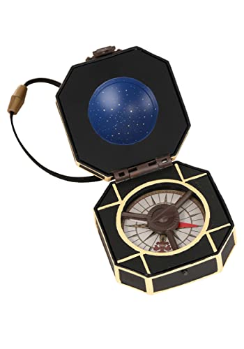 elope Jack Sparrow Compass Prop - Plastic Case with Faux Rawhide Cord Necklace, 3 Inches, Officially Licensed - Blue