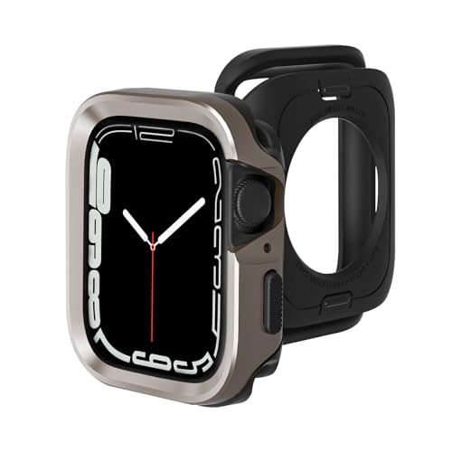 SDOCEBF Metal Case Compatible with Apple Watch Series 6/5/4 SE/SE2 40mm, W1 Rugged Bumper Protector Apple Watch Covers 40mm with TPU Watch Back Cover, Titanium Original