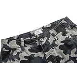 FOURSTEEDS Women's Mid Rise Cotton Multi Pocket Camouflage Cargo Shorts Casual Summer Bermuda Hiking Shorts Grey&Navy Camo US 8