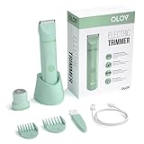 OLOV Electric Body Hair Trimmer - Groin Trimmer for Men - Bikini Trimmer Women - Wet/Dry Shaver Groomer, Replaceable Ceramic Blade Heads, USB Recharge Dock, Waterproof Hygiene Razor, Green