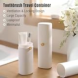 Ventilated Toothbrush Travel Case with Twist Lock – Portable Toothbrush and Toothpaste Holder | Leakproof, Large Capacity, Breathable Travel Toothbrush Holder for Trips, Gym, Camping and School, White