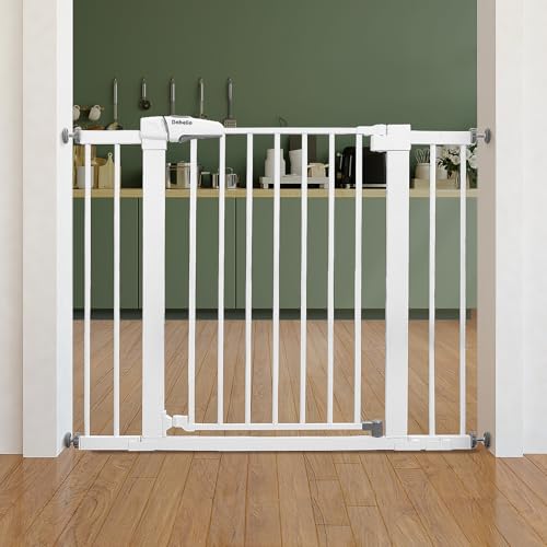 Babelio Baby Gate for Doorways and Stairs, 26''-40'' Auto Close Dog/Puppy Gate, Easy Install, Pressure Mounted, No Drilling, fits for Narrow and Wide Doorways, Safety Gate w/Door for Child and Pets