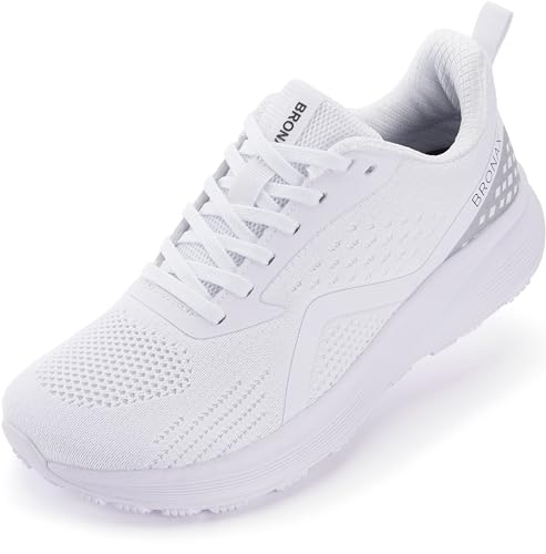BRONAX Womens Wide Tennis Shoes Lace up Mesh Running Breathable Size 7w Rubber Sole Outdoor Athletics Sports Fitness Female Footwear Casual Jogging Walking Sneakers Light White 38