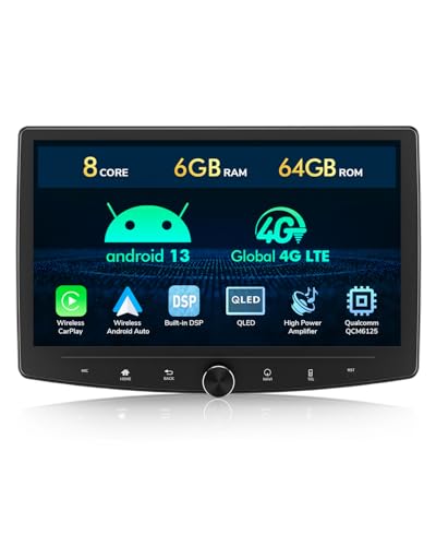 Eonon 6GB+64GB Double Din Car Stereo, 10.1 Inch Wireless CarPlay Android Auto Car Audio Receiver, Android 13 Touchscreen Navigation, Bluetooth, Backup Camera, 4G LTE, DSP, HDMI-UA13SK-PLUS