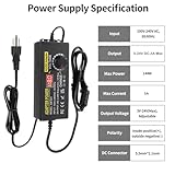 Adjustable Power Supply 3V~24V 5A 120W Universal 100V-240V AC/DC Power Adapter Converter 8V 12V 15V 18V 19V 20V 24V Power Supply with 14 DC Tips&Polarity Converter for LED Strip Light Printer Speaker