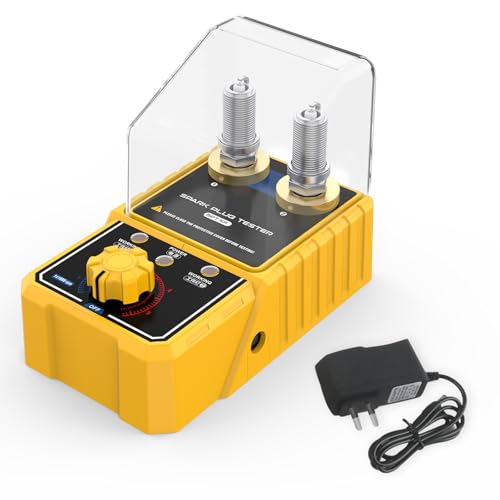 Spark Plug Tester Dual Holes, Automotive Engine Ignition Coil Tester 0-6000rpm Working Frequency, Car Spark Tester Tool with Protective Cover for 12V Gasoline Vehicles