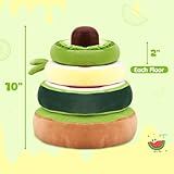 Houwsbaby 14" Fruit Tower Plush Toy, Removable Puzzle Toy with 4 Layers of Fruit Slices, Avocado, Orange, Watermelon, and Kiwi Designs, Creative Present for Kids