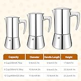 Vaolvpant Thickened 304 Stainless Steel Moka Pot 12 Cup Stovetop Espresso Maker Italian Coffee Machine 600ml 20.3oz Suitable for Gas Induction Stovetops Elegant CoffeeMaker Percolator Mocha Pot