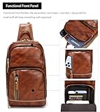 LANNSYNE Vintage Genuine Leather Sling Bag For Men, Crossbody Chest Daypack fits 10.5" iPad