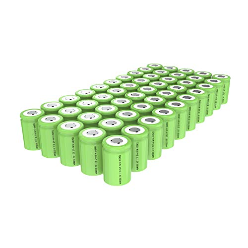 Tenergy 4/5 SubC 2000mAh NiMH Rechargeable Batteries, Flat top - 50 Pack