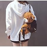 TONETYUS Kawaii Backpack with Adorable 3D Plush Bear Teenager College Schoolbag Furry Bookbag Aesthetic Cute Fluffy Puffy Daypack (Small)