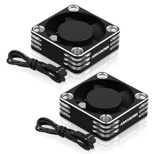 ARRAROWN 2Pack RC Car Motor Cooling Fan Heatsink 28000RPM Brushless ESC Cooling Fan for RC Car 1/8 1/10 540 550 Motor (Black+Silver)