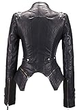 chouyatou Women's Fashion Studded Perfectly Shaping Faux Leather Biker Jacket (Medium, Black)