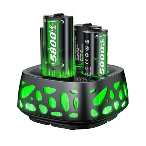 Feirsh Rechargeable Battery Pack for Xbox with Charger, 4x5800mWh Fast Charging Rechargeable Battery Packs for Xbox Controller Batteries for XboxOne Series X|S,One S/X/Elite Controllers