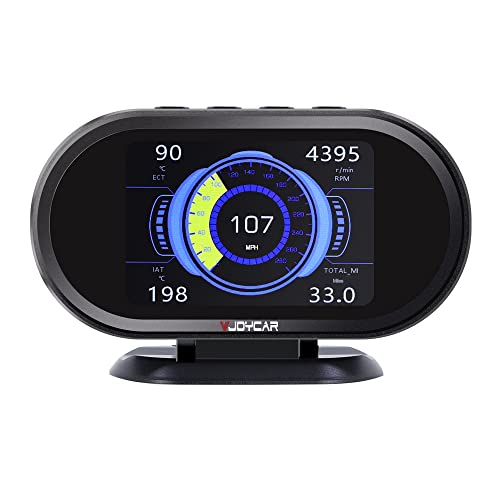 VJOYCAR V70 OBD2 Gauge Cluster HUD Heads Up Display, Car Computer OBD ii Scanner Speed Engine Coolant Temperature Fuel Consumption Digital Speedometer Mileage Overspeed Voltage Faulty Code Alarms