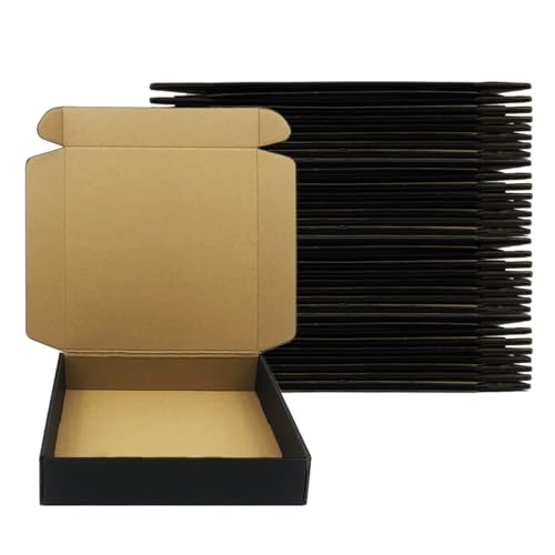 Livejun 24 Pack 10 x 10x 2 Inches Shipping Boxes，Black 3 Layers Corrugated Cardboard Box, Mailer Boxes for Packaging Small Business Mailing Gifts Digest Giving Products Wrap Boxes (10''x10''x2'')