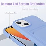 MZELQ Compatible with iPhone 14 Case TPU Card Holder Wallet Cover,Camera Protection + Screen Protector Soft Card Slot Phone Case -Purple