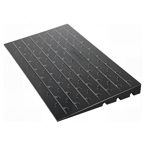 VEVOR Rubber Threshold Ramp for Doorway 4" Rise, 3 Channels Cord Cover Curb Ramp, Angled Entry Rated 2200 Lbs Load Capacity Rubber Ramp for Wheelchair and Scooter