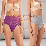 6 Pieces High Waist Thick Blend Stretch Hollow Out Underwear High Waist Lace Tanga Size XLarge