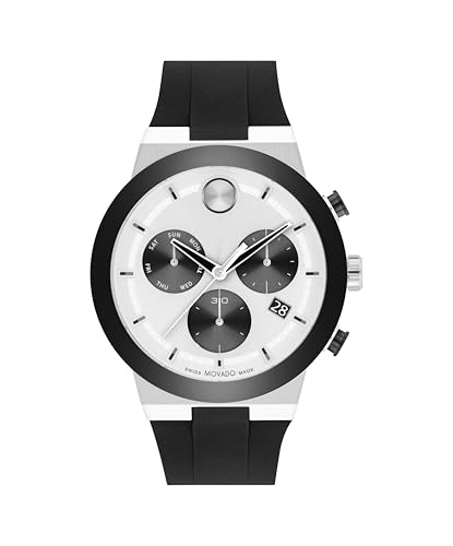Movado Bold Fusion Men's Watch - Swiss Quartz Chronograph Movement, Silicone Strap - 5 ATM Water Resistance - Luxury Fashion Timepiece for Him - 44.50mm