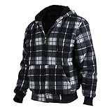 Gary Com Heavy Thick Flannel Plaid Jacket Sherpa Fleece Lined Hoodies for Men Zip Up Winter Warm Sweatshirts Work Jackets Coat With Pocket,Black 5XL