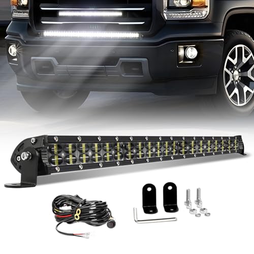 BraveWAY 22Inch LED Light Bar 120W 24000LM Dual Row Light Bar Spot Flood Combo LED Work Lights 6D Lens Fog Lights Offroad Lighting Driving Lightbar for Trucks UTV ATV Tractor SUV 4WD Boat 4X4 Pickup
