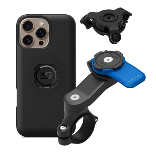 Quad Lock Motorcycle Handlebar Mount Kit with Vibration Dampener and MAG Phone Case for iPhone 16 Pro Max