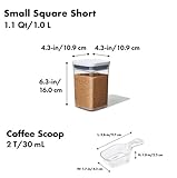 OXO Small Square Good Grips POP Container Short with Coffee, Set 1L + Scoop, 1000 Millilitre